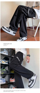 american retro straight leg cargo pants mens baggy casual outdoor gym trousers autumn thin tactical quick dry pantalones hombre unique cargo style 3433