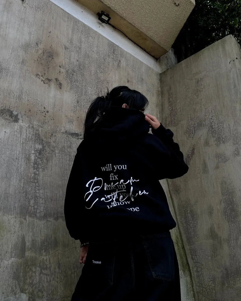 Neon pink and blue Y2K hoodie with aesthetic graphics