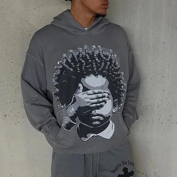 Harajuku Oversized Punk Printing Hoodie Streetwear Sweatshirt Y2K Tops