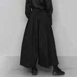 dark gothic style loose casual 7 point hakama pants wide leg pants 2024 new genderless large size design samurai pants unisex urban fashion pants