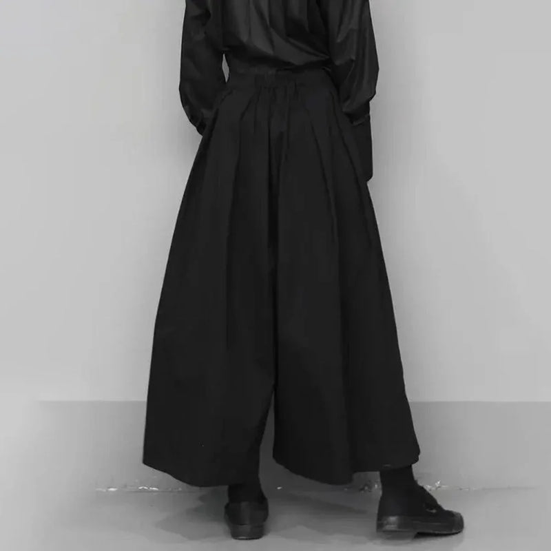 dark gothic style loose casual 7 point hakama pants wide leg pants 2024 new genderless large size design samurai pants unisex urban fashion pants