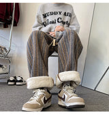 high quality stripe plaid mens trousers baggy straight fashion classic padded autumn winter casual pants male plus size m 8xl unique default style 1167