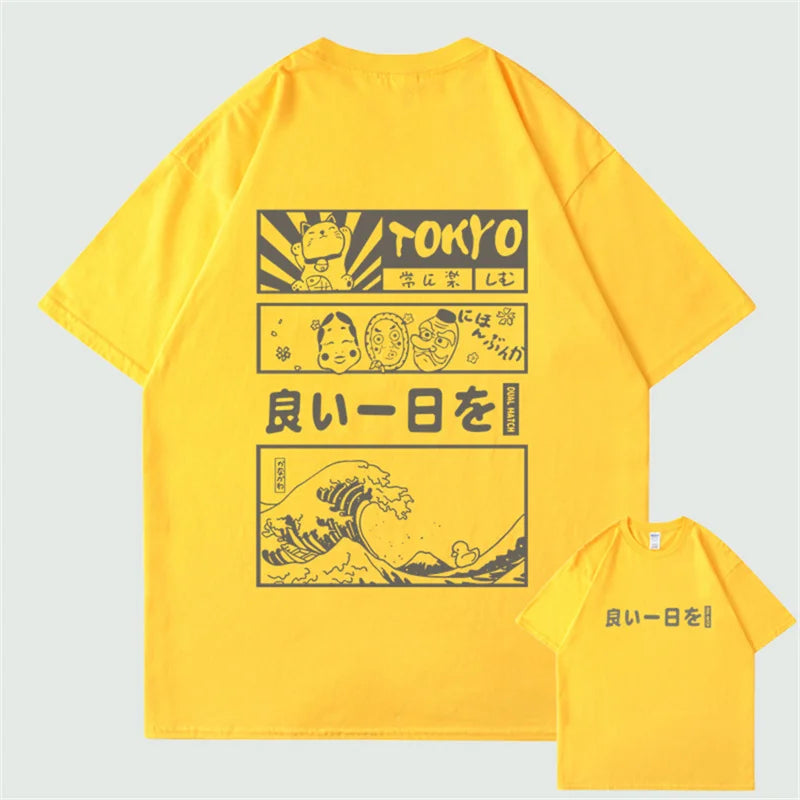 Anime Aesthetic Shirt – Men Hip Hop Streetwear T Shirt Japanese Kanji Cartoon – Edgy Streetwear for All Genders