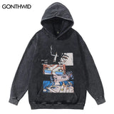 Vintage Hoodie Streetwear Y2K Hip Hop Japanese Anime Girl Print Oversi