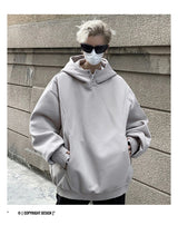 New Retro Button Neck Hooded Sweatshirts For Men Autumn Fleece Y2K Vintage Hoodies Hip Hop Fashion Streetwear Pullover Hoodie