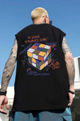 Glitchcore Chrome print – Summer Cartoon Cube Graphic Printed Sleeveless Tee Shirts