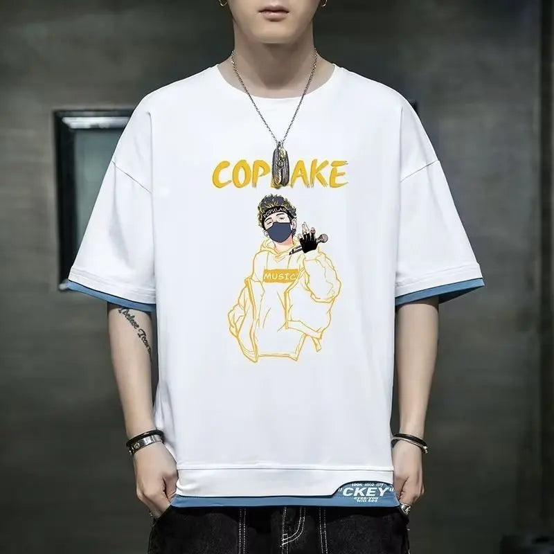 Glitchcore Chrome logo – Hot Summer Mens T Shirt Korean Version Of Harajuku High Stre