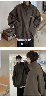 Mens Coat Spring And Autumn Stand Up Collar Half Zipper Oversize High