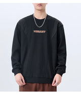 Men Handsome Splice Embroidery Fashion Loose Casual Pullover Sweatshir