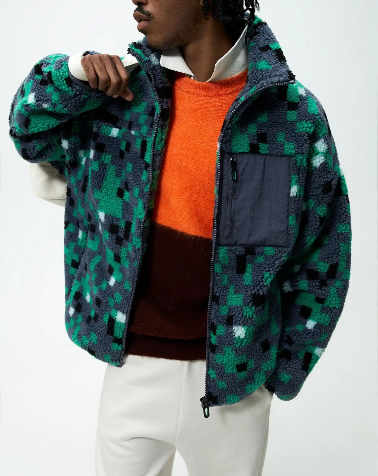 Leather Panel Streetwear Jacket Daily Fit Staple