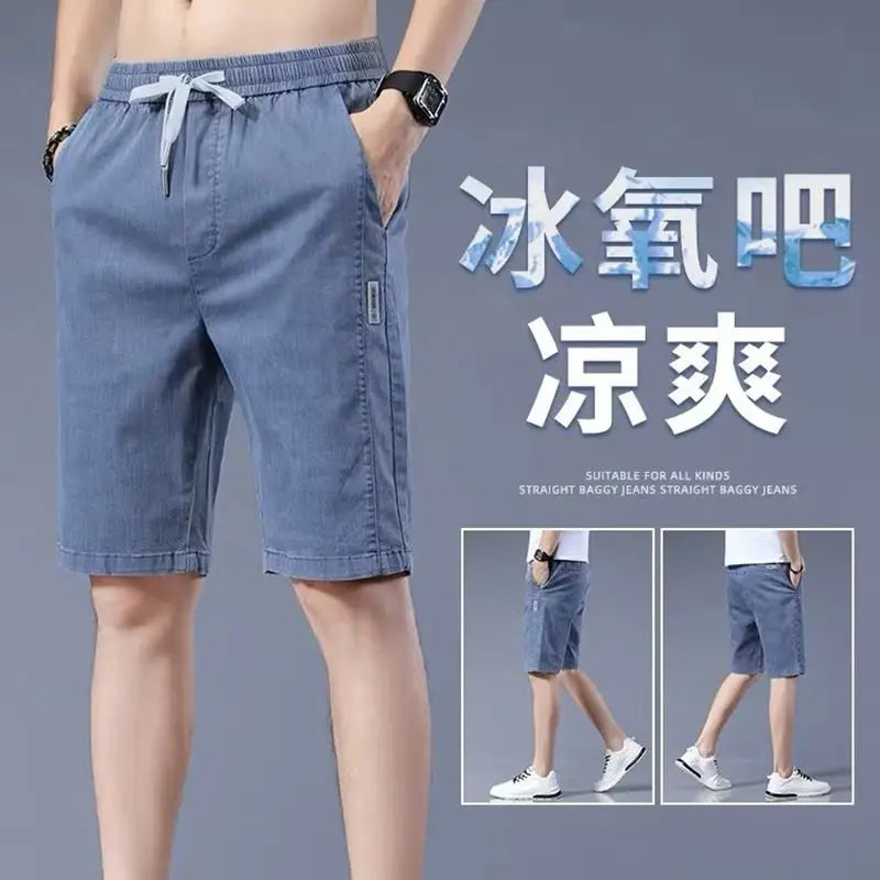 mens pants shorts thin harajuku casual elastic waist sweatpants male short 2024 summer jogger streetwear breathable shorts unique joggers style 1380