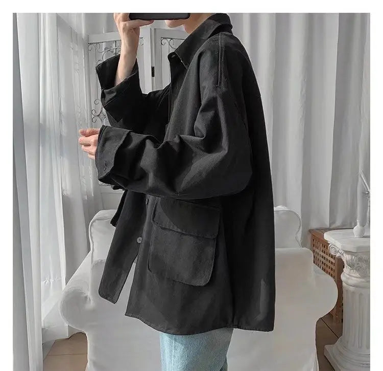 Original shirt men long-sleeved Korean style trendy loose handsome work shirt ins trendy brand spring