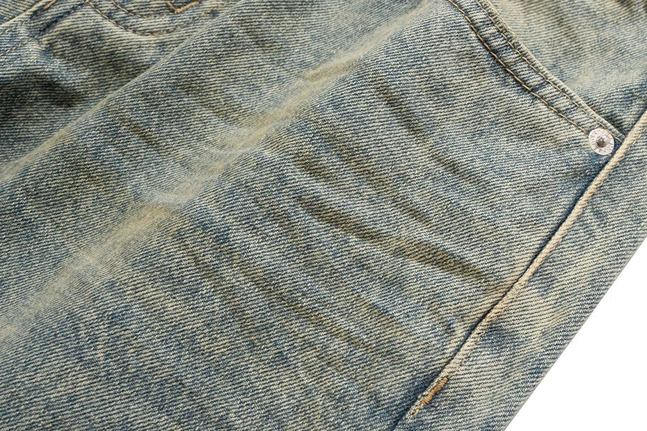mens vintage ripped jeans distressed hole blue flared jeans trousers luxury designer male denim pants unique jeans style 1639