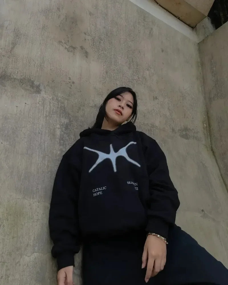 European And American Street Casual Style Oversized Pullover Hoodie Y2