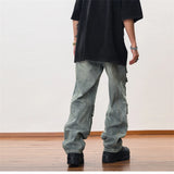 hip hop cargo denim pants streetwear plain denim pants mens harajuku cotton casual joggers jeans loose straight pants trousers unique joggers style 3860