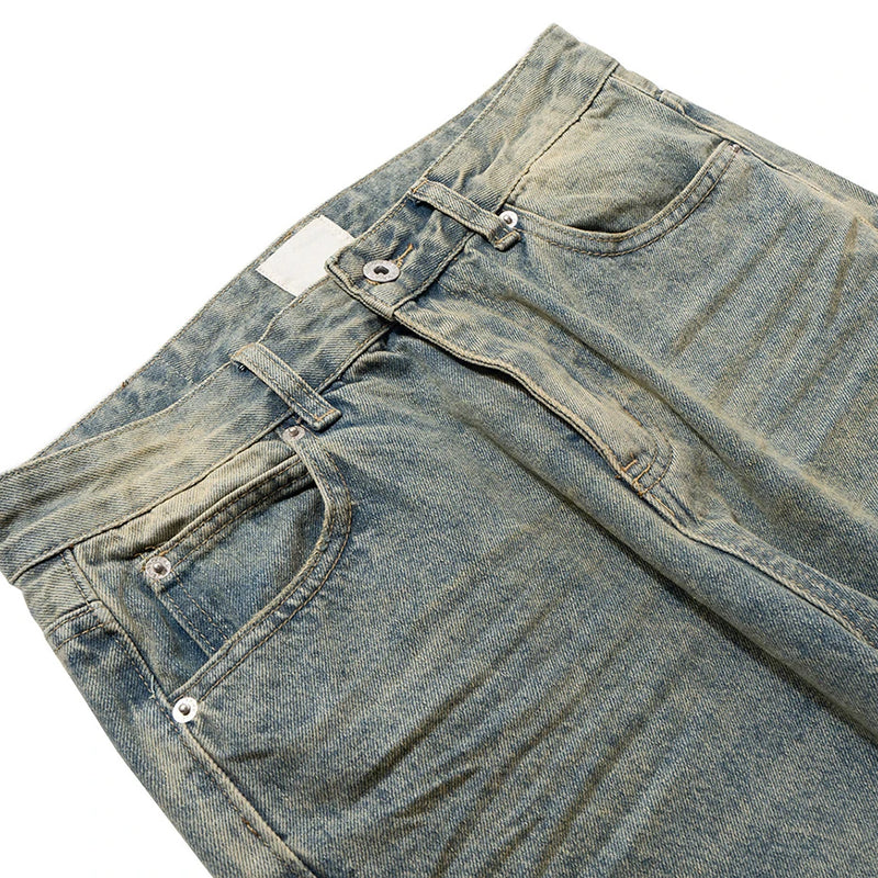 mens vintage ripped jeans distressed hole blue flared jeans trousers luxury designer male denim pants denim street jeans
