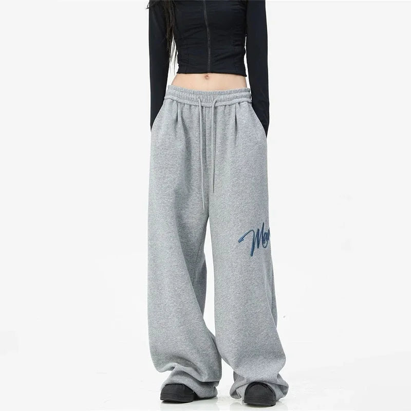 american fashion letter hip hop wide leg pants mens y2k streetwear baggy straight pantalones hombre new gym sports trousers minimalist street pants