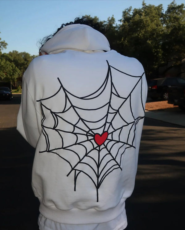 Y2K Vintage Women Clothes Hoodies Spiderweb Sweatshirt Printed Dark Lo