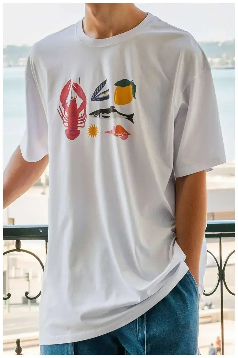 Glitchcore Chrome logo – Lemon Graphic T Shirts Casual Streetwear Harajuku Washed Cot