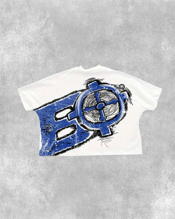streetwear manga grid tee with graffiti energy and glitch static