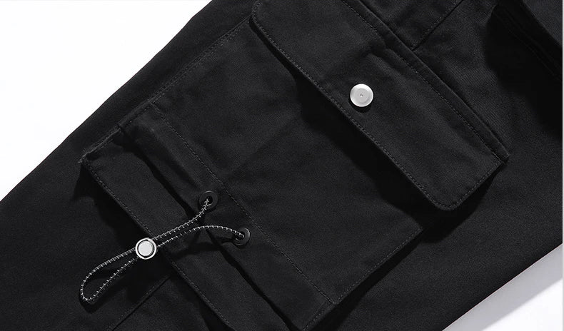 hip hop loose fit elastic waist cargo pants fashion military pockets ankle trousers pants mens drewstring sweatpants joggers unique joggers style 4632