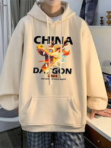 2024 New China Dragon Graphic Hoodies Men Hip Hop Streetwear Hoodie