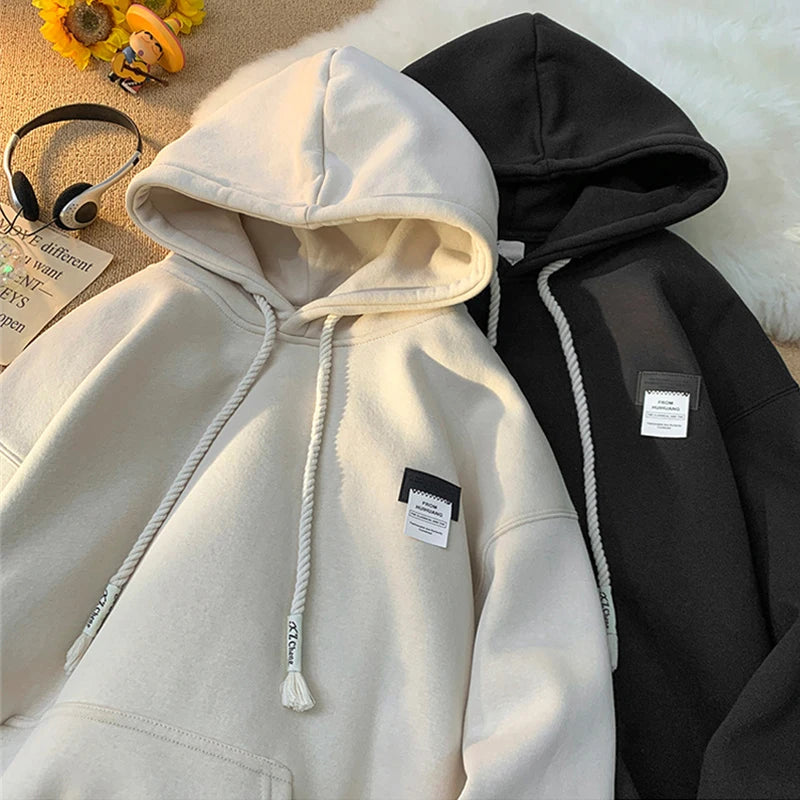 New in Solid Color Hooded Sweatshirts For Men And Women Y2K Streetwear Appliques Hoodies Autumn Oversize Fleece Pullover