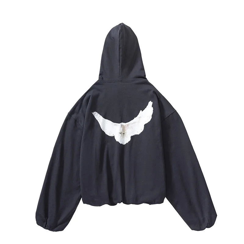 gothic tribal flames featuring high quality double layer pigeon kanye high street retro oversized mens and womens hoodie