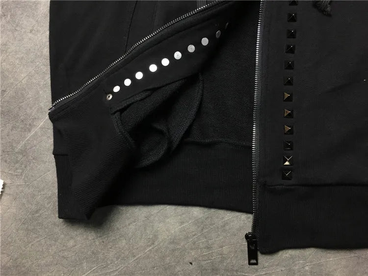 New Luxury Men Novelty Metal Rivets Hoodies Hoody Hooded Sweatshirts V