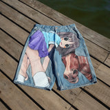 popular casual rem print sweatpants fashion y2k baggy jeans wide leg denim shorts pants harajuku streetwear trouser men clothing unique joggers style 4925