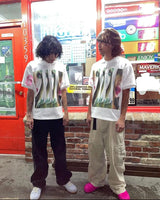 Gothic Aesthetic print tee – Y2K Harajuku Hip Hop Retro Cartoon Printed Lapel Short Sleev