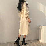 Winter Dress Long Elegant Splicing Stripes Y2k Knitted Dress Women Koean Fashion Long Sleeve Dresses Female Club Party Vestidos