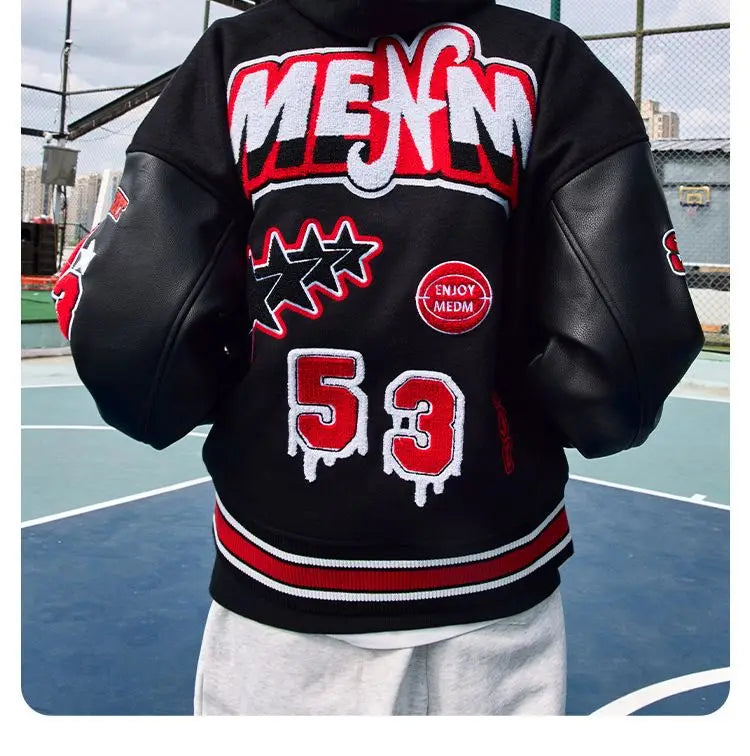 retro baseball varsity, layering staple, stylish modern outerwear, premium street look, trendsetting streetstyle