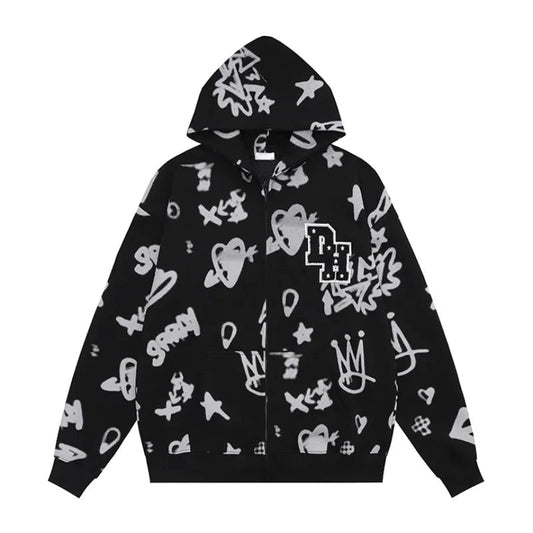 Y2K graphic tee featuring rainbowtouches hoodies mens streetwear for men pattern printed hip hop high street coat cotton vintage superior quality black