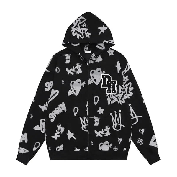 Y2K graphic tee featuring rainbowtouches hoodies mens streetwear for men pattern printed hip hop high street coat cotton vintage superior quality black