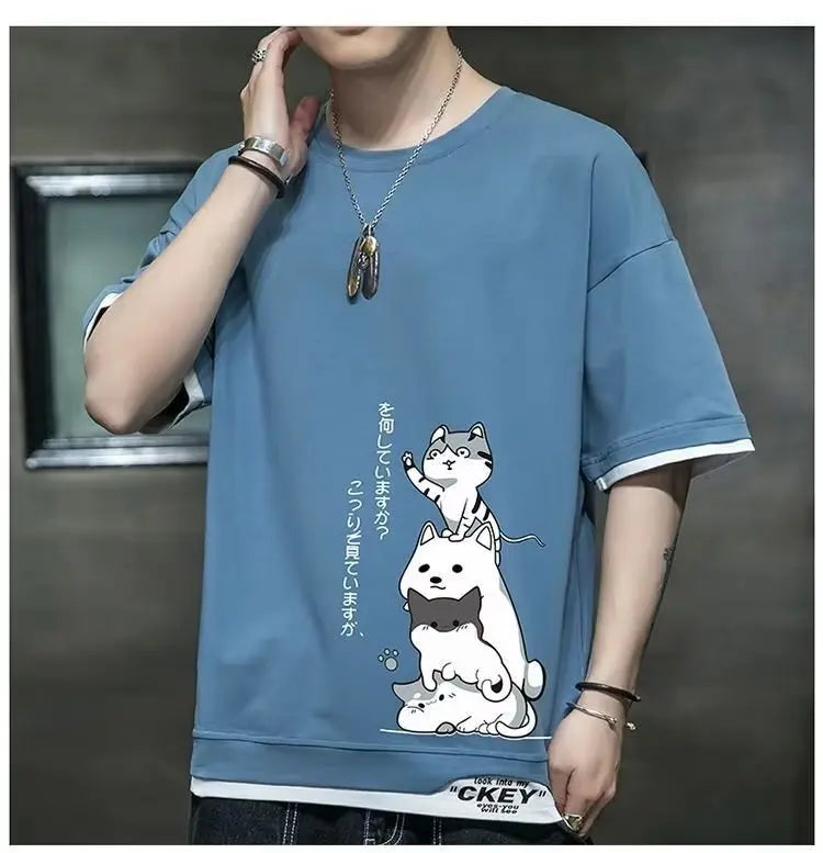 Y2k Aesthetic piece – New Mens Harajuku T Shirt Japan Graphic Hot Sale Cartoon Cas