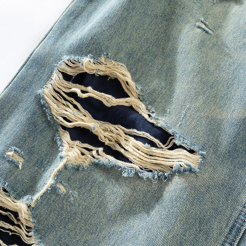 vintage men baggy jeans distressed ripped denim pants male luxury designer jeans trousers urban skinny jeans