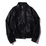 Retro Motorcycle Leather Jacket Men Woman Japanese Loose Streetwear Bomber Jackets Spring Autumn Casual PU Cargo Outwear Unisex
