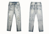 bottom zipper destroyed washed jeans skinny jeans ripped holes trousers men biker jeans fashion streetwear hip hop pants joggers unique joggers style 3019