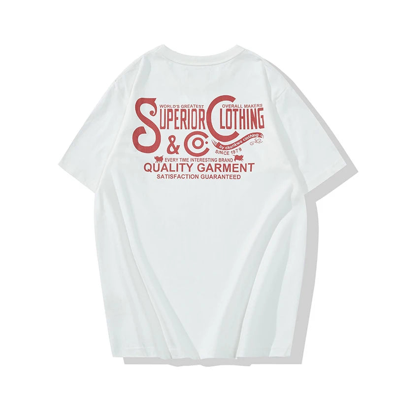 Gothic Crying angel – Vintage Amekaji Letter Printed T Shirt Men 2022 Spring Summe