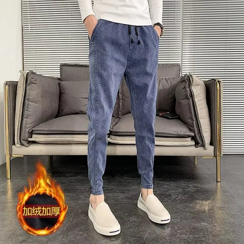 fleece men trousers korean luxury clothing streetwear slim fit cargo pants slim fit casual work wear trousers y2k 2024 autumn unique cargo style 1811