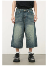 men summer streetwear fashion loose casual wide leg denim calf length jeans pants male vintage jeans baggy hosen pants unique jeans style 1502