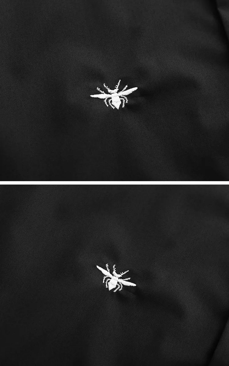 New 2021 luxury Men Classic Embroidered bee spide Fashion Cotton Casual Shirts Shirt high quality Pocket Short sleeves A50