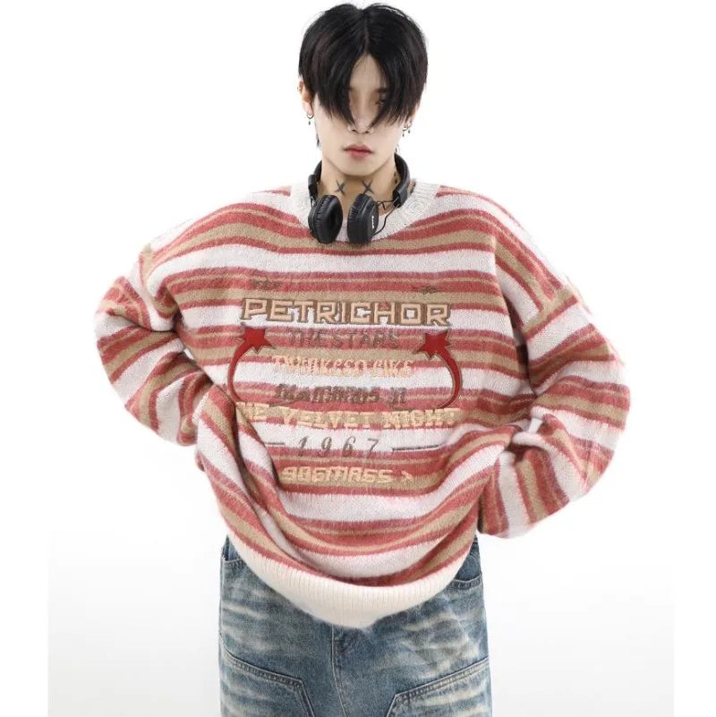 minimalist knit jumper, daily wear essential, trendy urban fashion top for men, layered streetwear look