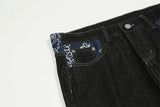 y2k retro sanskrit black jeans street casual pants punk male hip hop print loose harajuku mens straight pants ins hot sale unique jeans style 4777