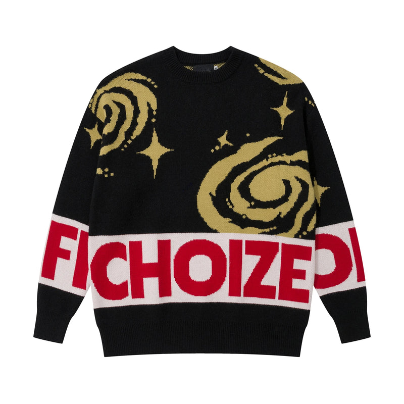 men sweater fashion abstract pattern harajuku streetwear hip hop letter knitted o neck sweater unisex loose knit sweater jumpers - anime inspired graphic hoodie, vintage look oversized hoodie, 2025 streetwear drop