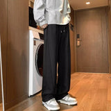 winter mens gray thickened straight leg sweatpants 2025 high street baggy drape pants korean fashion y2k casual trousers relaxed fit joggers