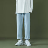 2023 autumn and winter new casual jeans men loose straight wide leg pants fashion trousers boutique clothing simple style unique jeans style 3642