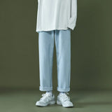 2023 autumn and winter new casual jeans men loose straight wide leg pants fashion trousers boutique clothing simple style unique jeans style 3651