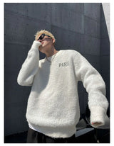 oversized flame knit top, unisex streetwear inspired by 2025 fashion trends, mens fashion layer for modern streetwear collect